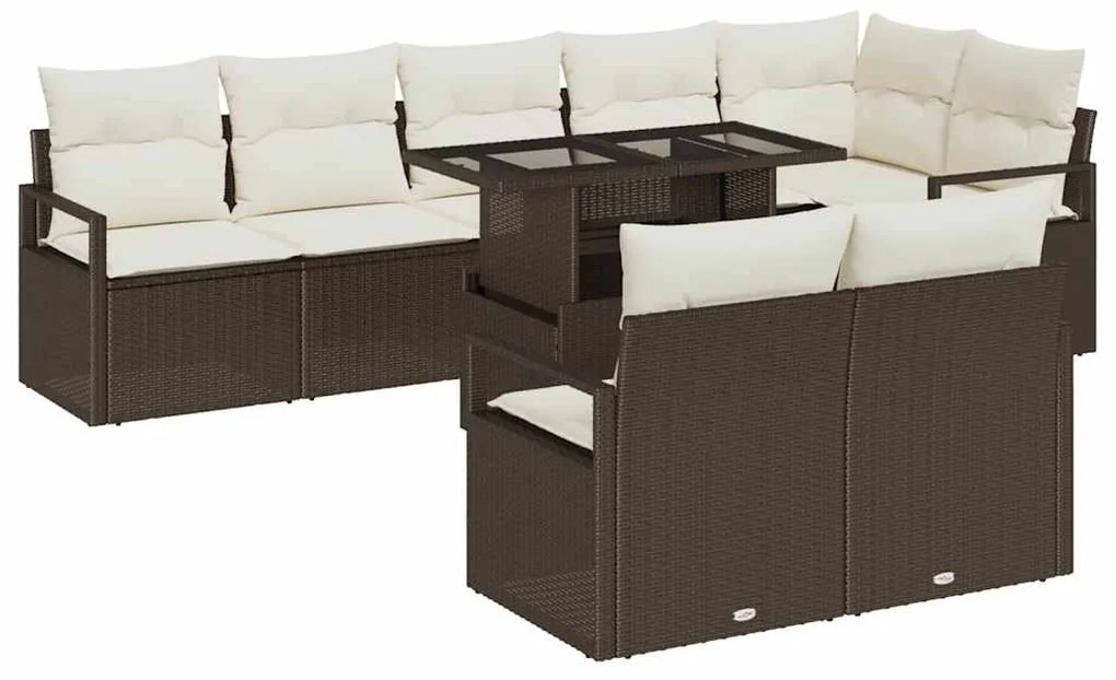 vidaXL Σετ Καναπέ Κήπου 9 pcs Καφέ και κρεμ 100 x 55 x 73 εκ