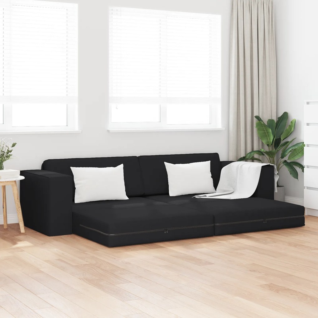 vidaXL 2-σε-1 Μαύρος Καναπές Κρεβάτι 245x150x60.5 cm Ύφασμα
