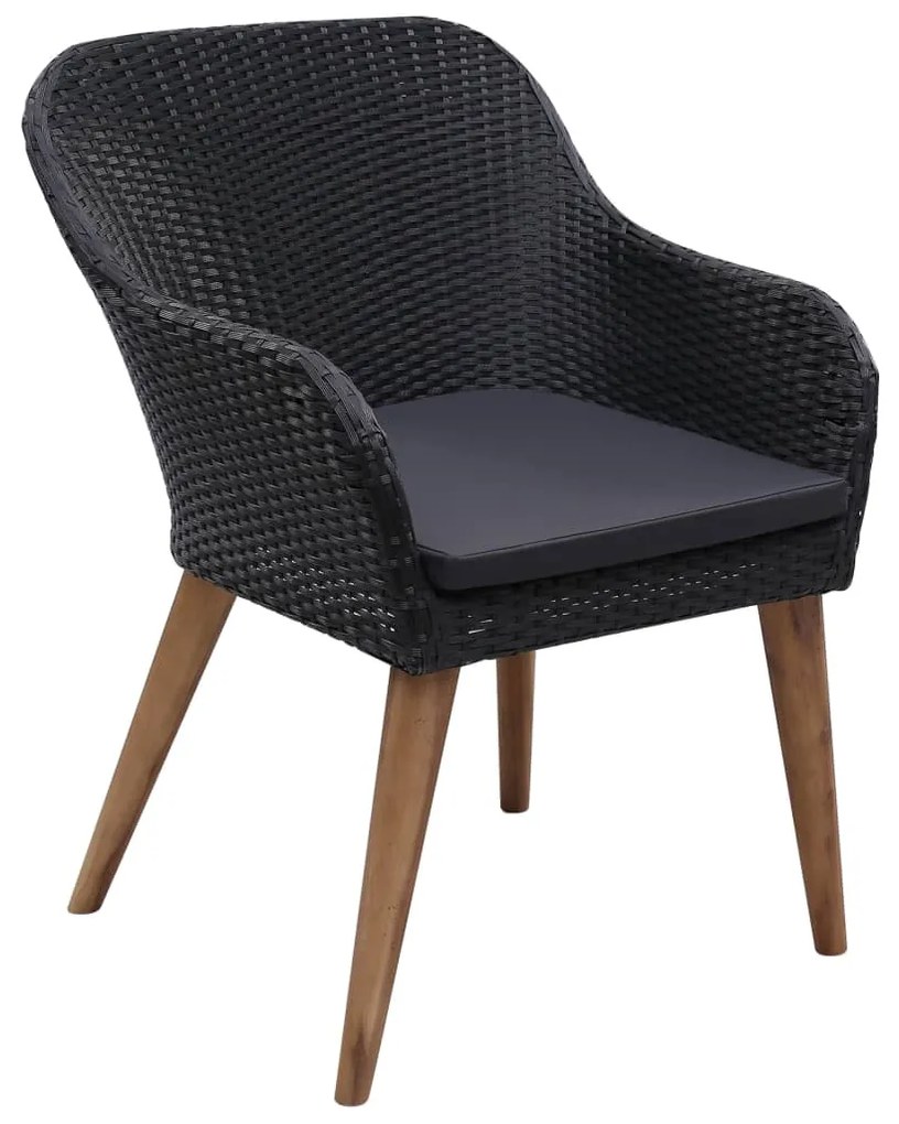 vidaXL Σετ Τραπεζαρίας Κήπου 9 τεμ. Μαύρο από Συνθετικό Ρατάν