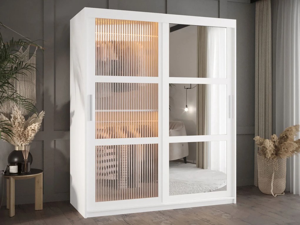 Ντουλάπα Flutes II 150 Συρόμενη-Λευκό