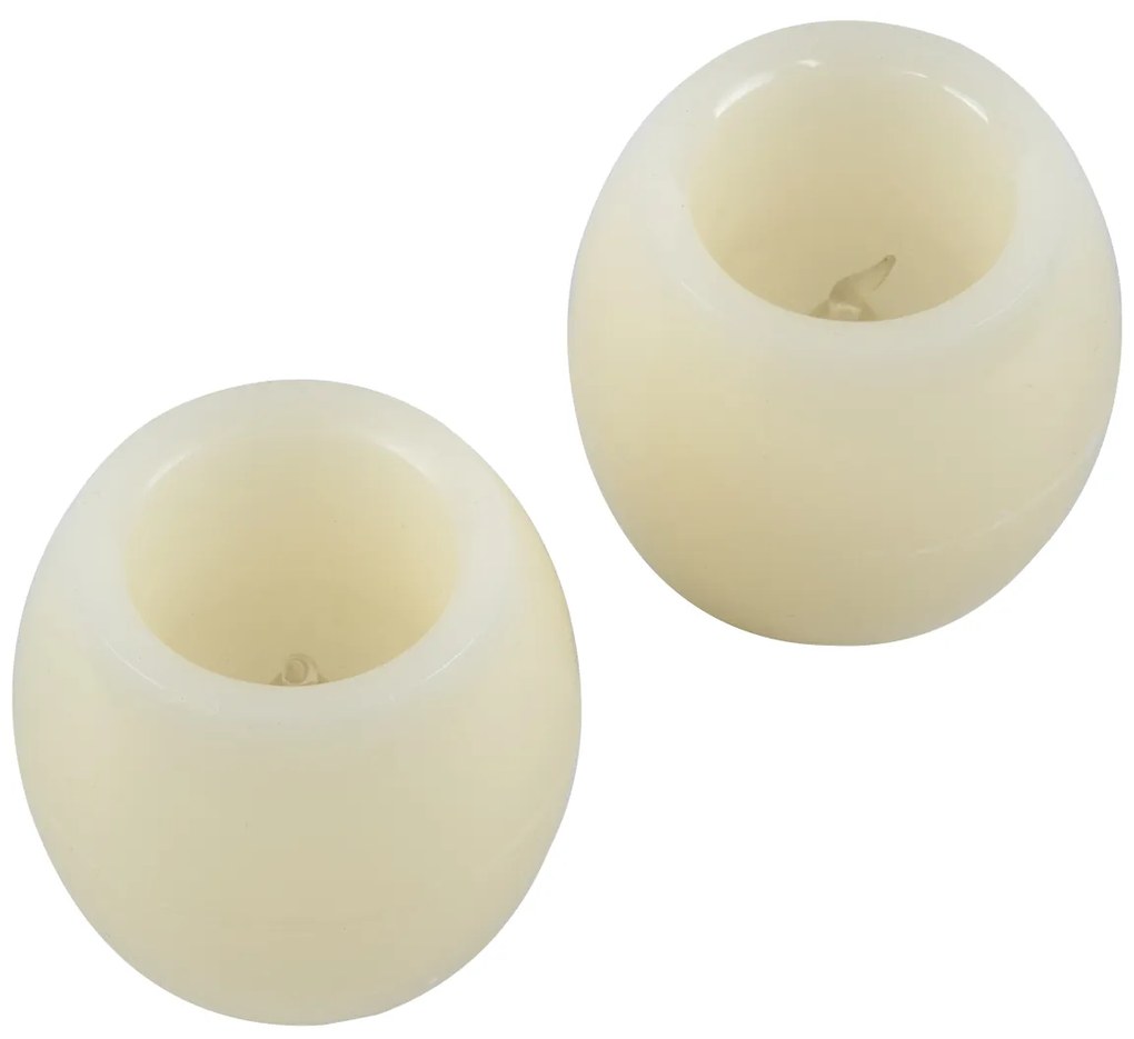 GloboStar® CANDLE 79549 ΣΕΤ 2 x Διακοσμητικά Realistic Κεράκια με LED Εφέ Κινούμενης Φλόγας - Μπαταρίας 12 x CR2032 Θερμό Λευκό 2700K Μπεζ D6 x H5cm