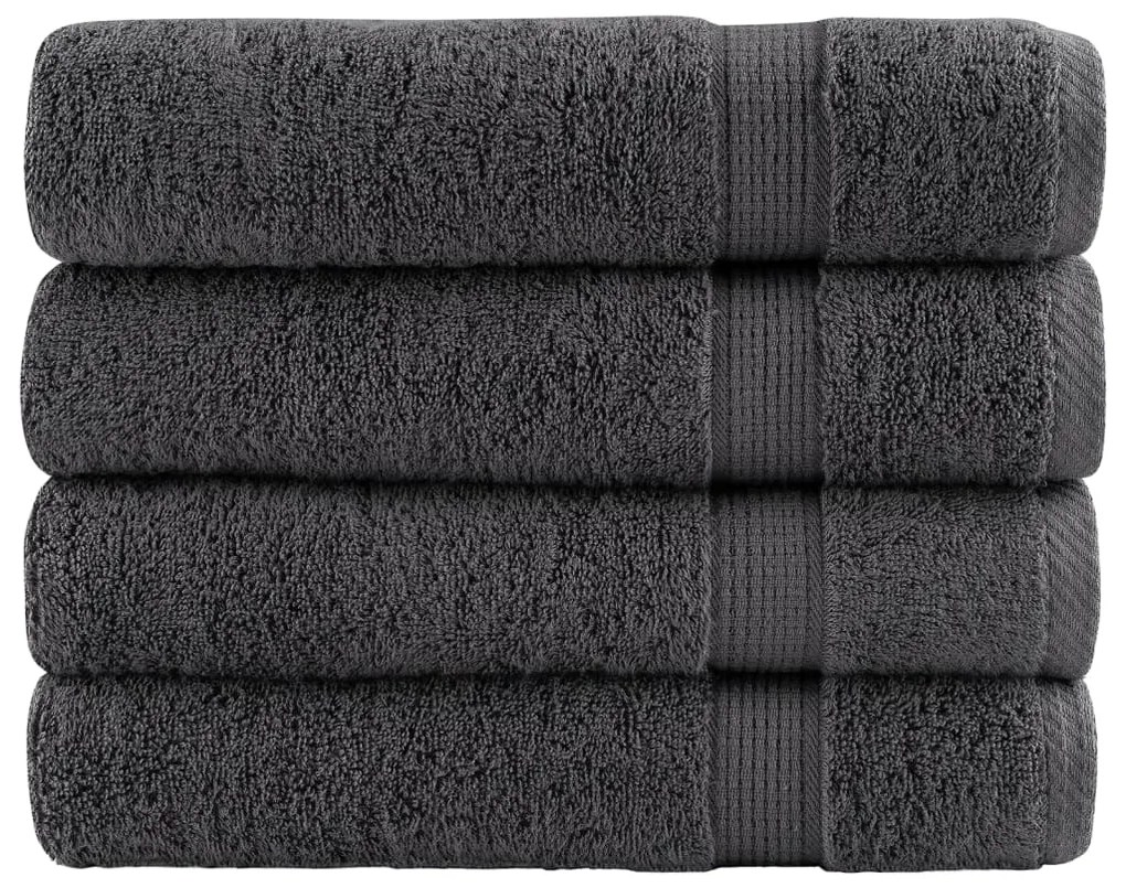 vidaXL Πετσέτες Μπάνιου Premium SOLUND 4 Τεμ Ανθρακί 70x140εκ 600γρ/μ²