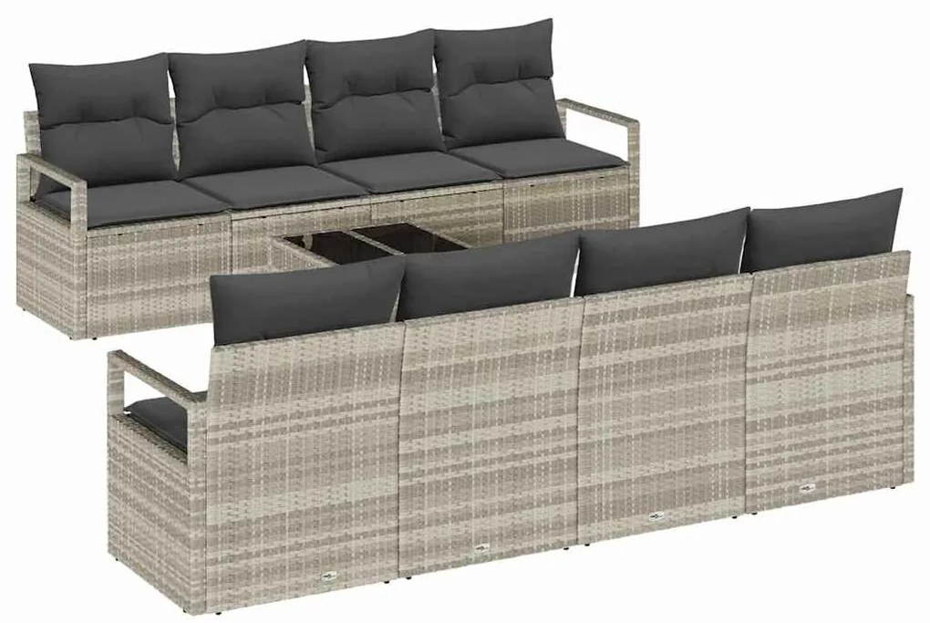 vidaXL Σετ Καναπέ με μαξιλάρι 7 pcs Ανοιχτό γκρι συνθετικό ρατάν