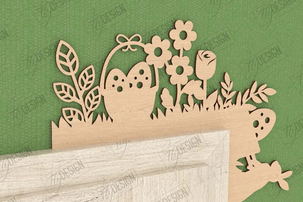 Σετ των 2 Intra απο ξύλο plywood 3mm-4mm πάχος - Πασχαλινή Πόρτα Γωνία | Διακόσμηση Τοίχων | CNC Δίασταση 15x15 cm INTRAFABR-117429426