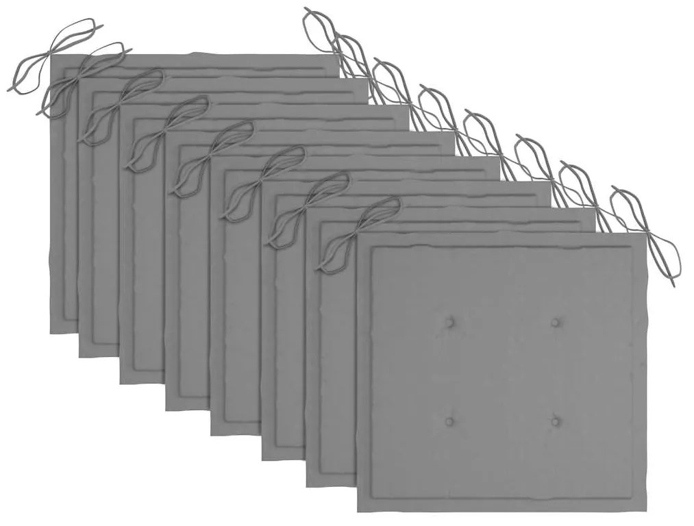 vidaXL Καρέκλες Εξ. Χώρου Πτυσσόμενες 8 τεμ. Ξύλο Ακακίας & Μαξιλάρια