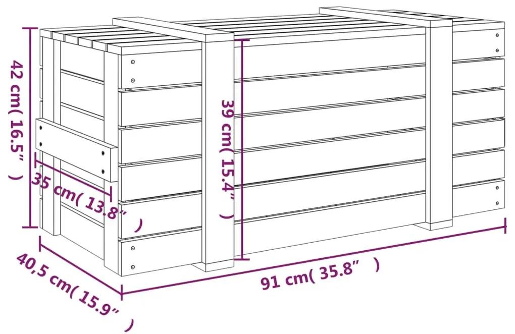 Κουτί Αποθήκευσης Γκρι 91x40,5x42 εκ. από Μασίφ Ξύλο Πεύκου - Γκρι