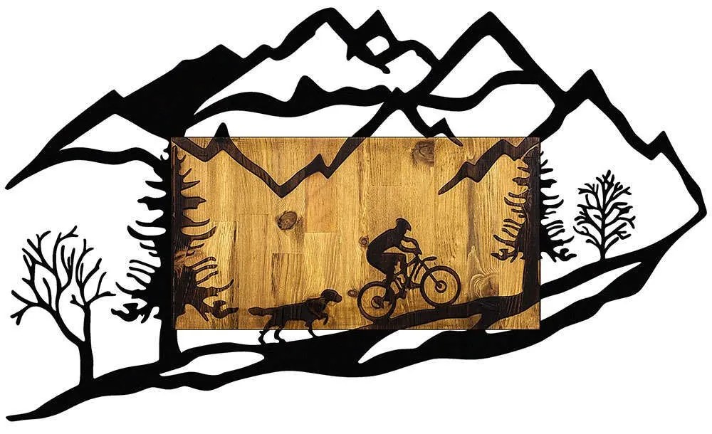 Διακοσμητικό Τοίχου Riding In Nature 899SKL2176 110x3x65cm Black-Walnut Wallity Μέταλλο,Ξύλο