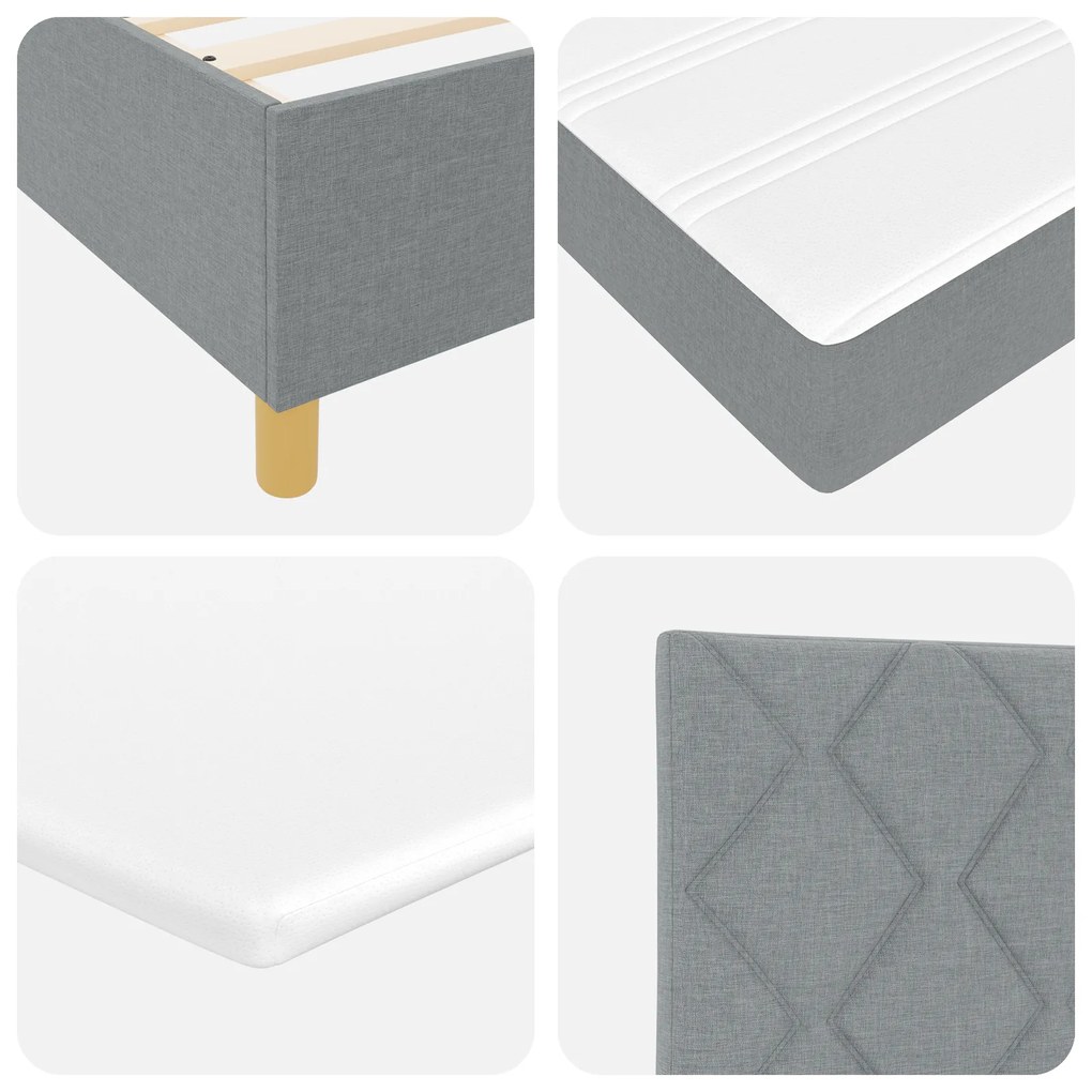 vidaXL Κρεβάτι με Ελατήρια και Στρώμα Γκρι 140x200 εκ Ύφασμα