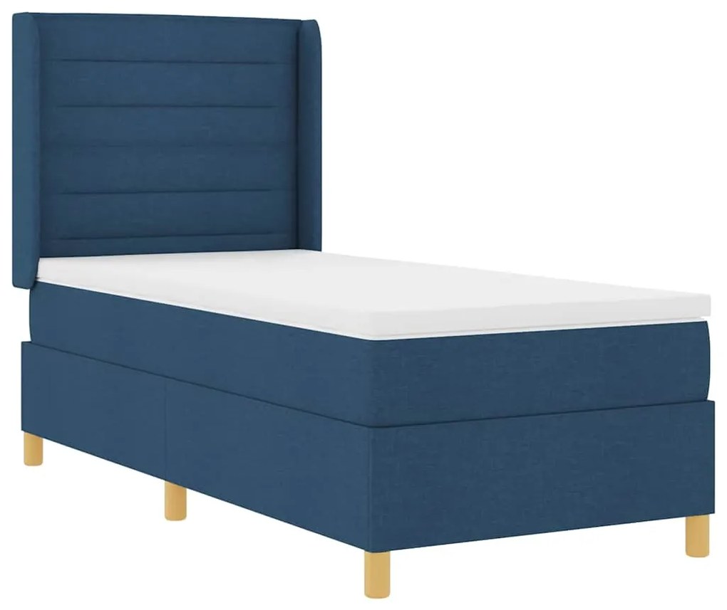 vidaXL Κρεβάτι με ελατήρια με στρώμα Μπλε 100 x 200 cm ύφασμα
