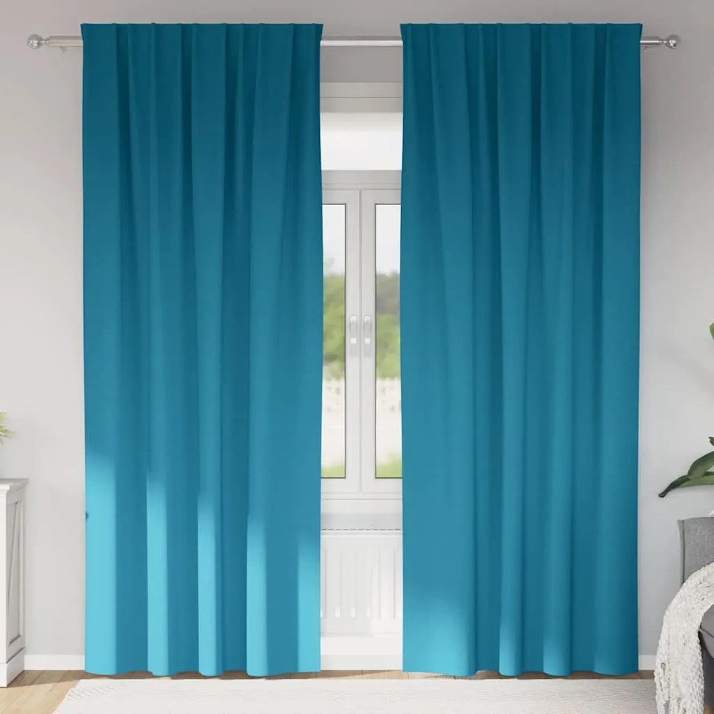 vidaXL Κουρτίνες με κουρτίνες 2 pcs Τιρκουάζ 225 x 140 εκ. Πολυεστέρας
