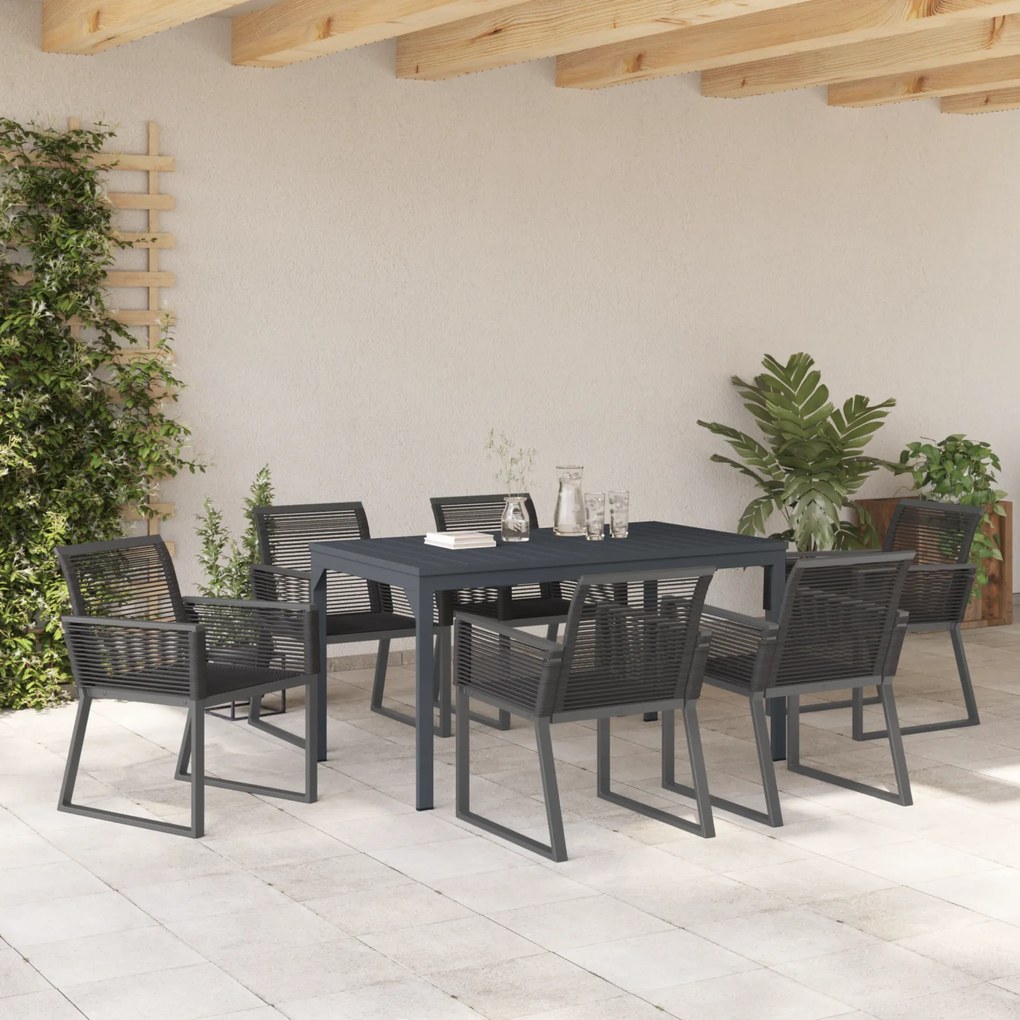 vidaXL Σετ Τραπεζαρίας Κήπου 7 pcs Μαύρο Μεσαίο
