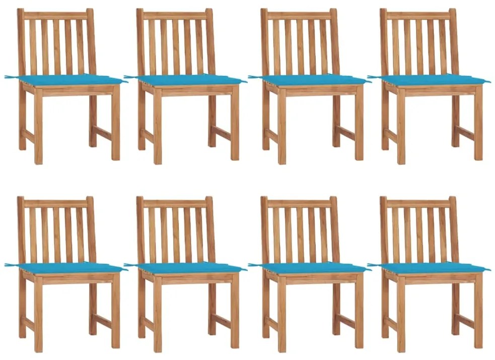 vidaXL Καρέκλες Κήπου 8 τεμάχια από Μασίφ Ξύλο Teak με Μαξιλάρια