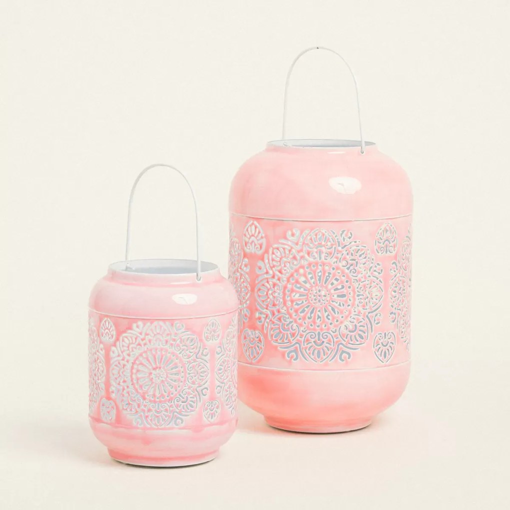Beauty Home ΦΑΝΑΡΙ ΜΕΤΑΛΙΚΟ ΡΟΖ 30 x 20 cm