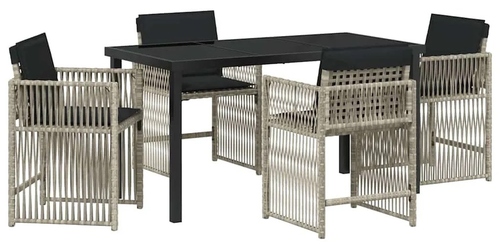 vidaXL Σέτ φαγητού για κήπο 5 pcs Ανοιχτό γκρι συνθετικό ρατάν