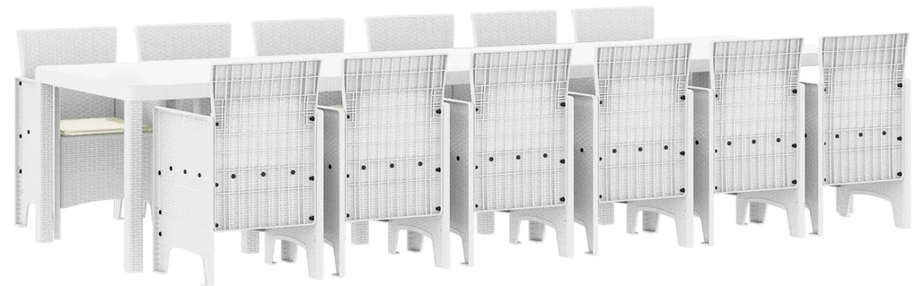 vidaXL Σέτ φαγητού για κήπο 13 pcs Λευκό Rattan Polt