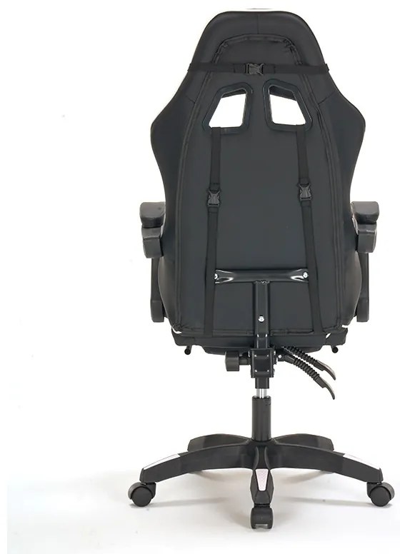 A9937 ΜΑΥΡΟ/ΛΕΥΚΟ PVC ΠΟΛΥΘΡΟΝΑ GAMING/ΜΕ ΥΠΟΠΟΔΙΟ 64X59X43-112/53-125εκ.