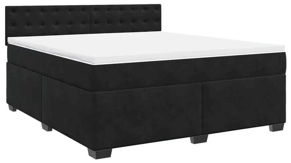 vidaXL Κρεβάτι Boxspring με Στρώμα Μαύρο 180x200 εκ. Βελούδινο