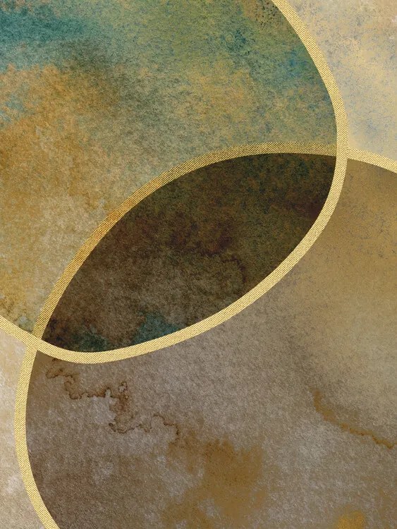 Εικονογράφηση Abstract Circles With Gold, Bilge Paksoylu