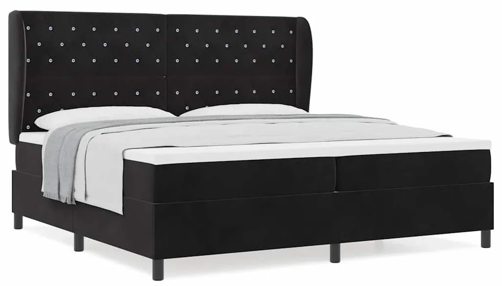 vidaXL Κρεβάτι με ελατήρια με στρώμα Μαύρο 200 x 200 cm Βελούδο