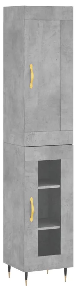 vidaXL Ντουλάπι Γκρι Σκυροδέματος 34,5x34x180 εκ. Επεξεργασμένο Ξύλο