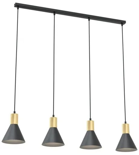 Κρεμαστό Φωτιστικό Οροφής 4xE27 90cm Rosa Emibig -1388/4-Μαύρο-Χρυσό 1388/4