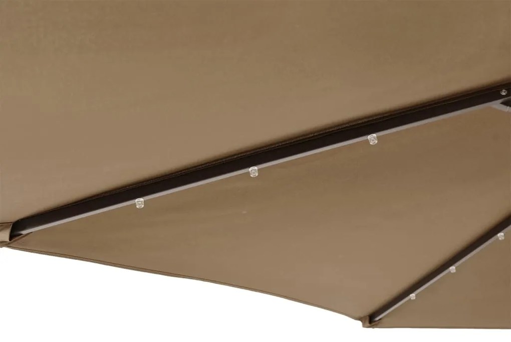 Ομπρέλα Κήπου με LED και Ατσάλινο Ιστό Taupe 225x225x212 εκ. - Μπεζ-Γκρι