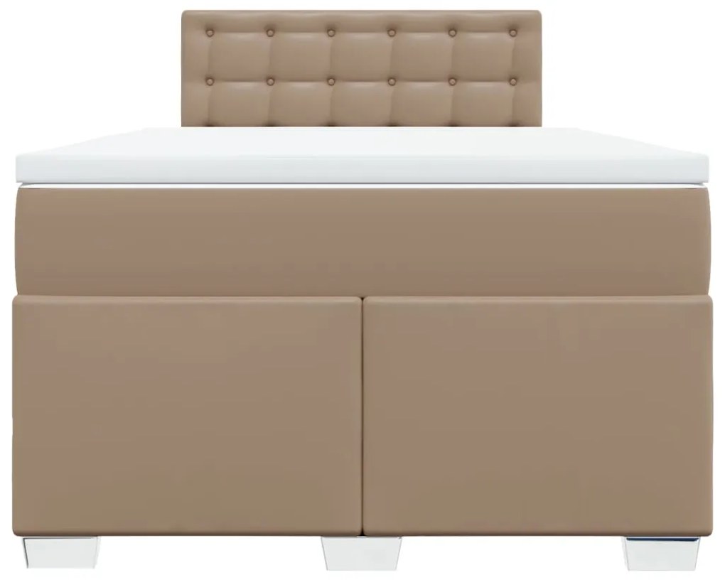 vidaXL Κρεβάτι Boxspring με Στρώμα Καπουτσίνο 120x190εκ.από Συνθ.Δέρμα