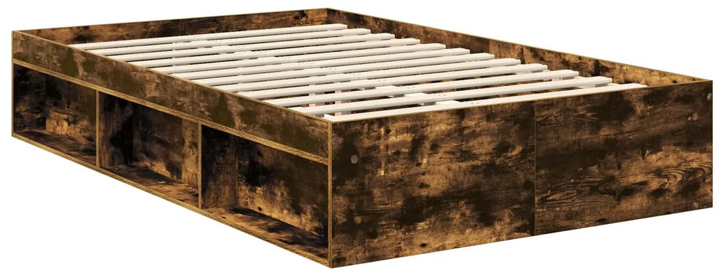 vidaXL Σκελετός Κρεβατιού με κεφαλάρι Καπνιστό Δρύς 120 x 190 cm