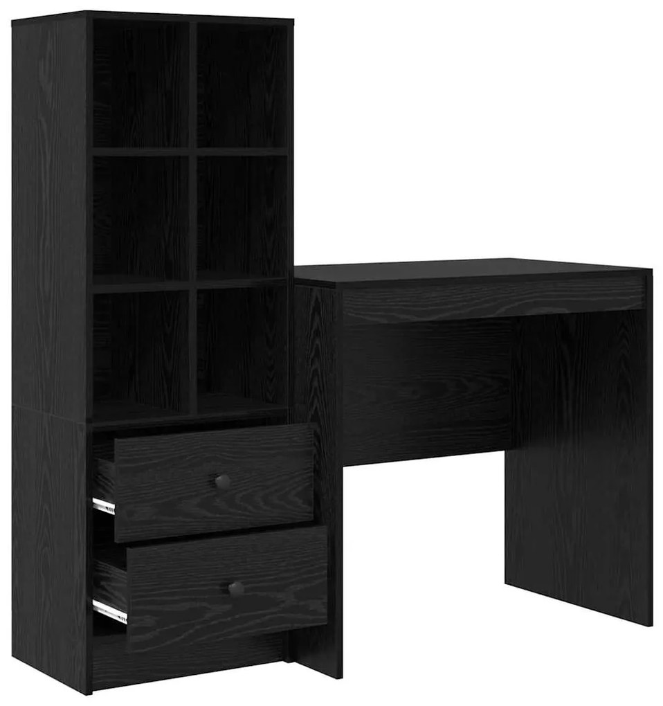 vidaXL Γραφείο με αποθηκευτικό χώρο 2 pcs Μαύρη δρυς 80 x 50 x 76 εκ.