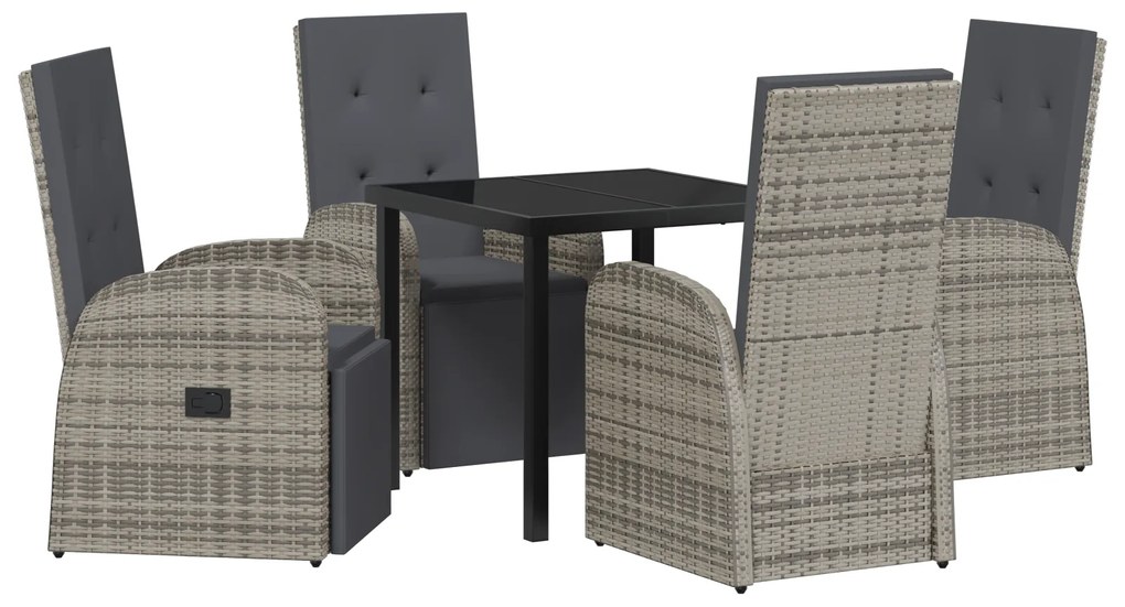 vidaXL Σετ Φαγητού Κήπου με μαξιλάρι 5 pcs Γκρι 80 x 80 x 73 εκ