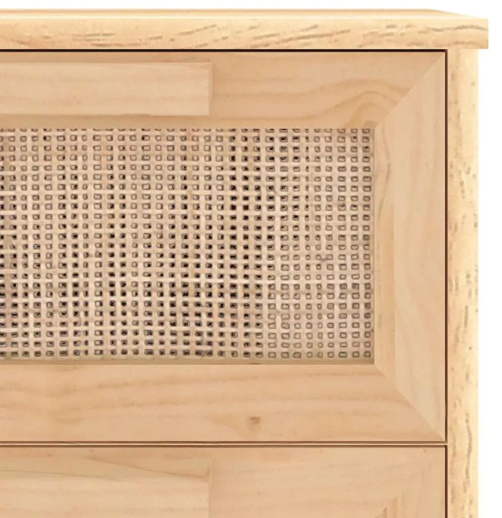 vidaXL Συρταριέρα Καφέ 40 x 30 x 90 εκ. Μασίφ Πεύκο &amp; Φυσικό Ρατάν