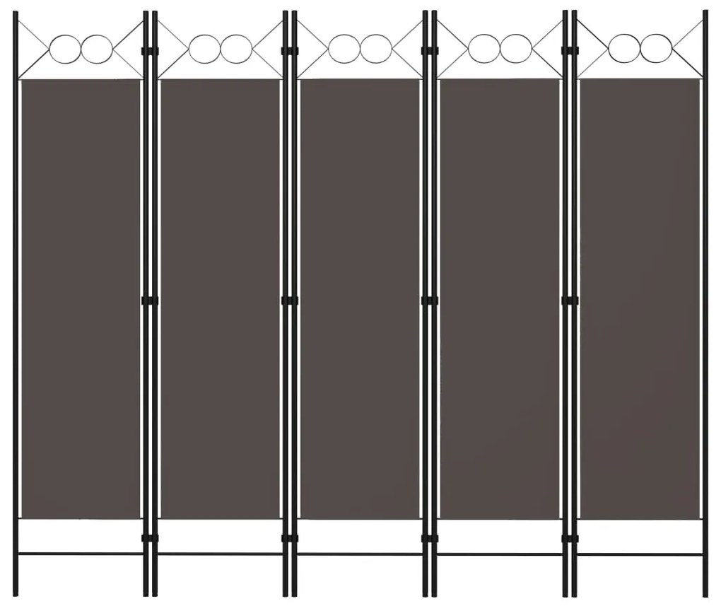 vidaXL Διαχωριστικό Δωματίου με 5 Πάνελ Ανθρακί 200 x 180 εκ.