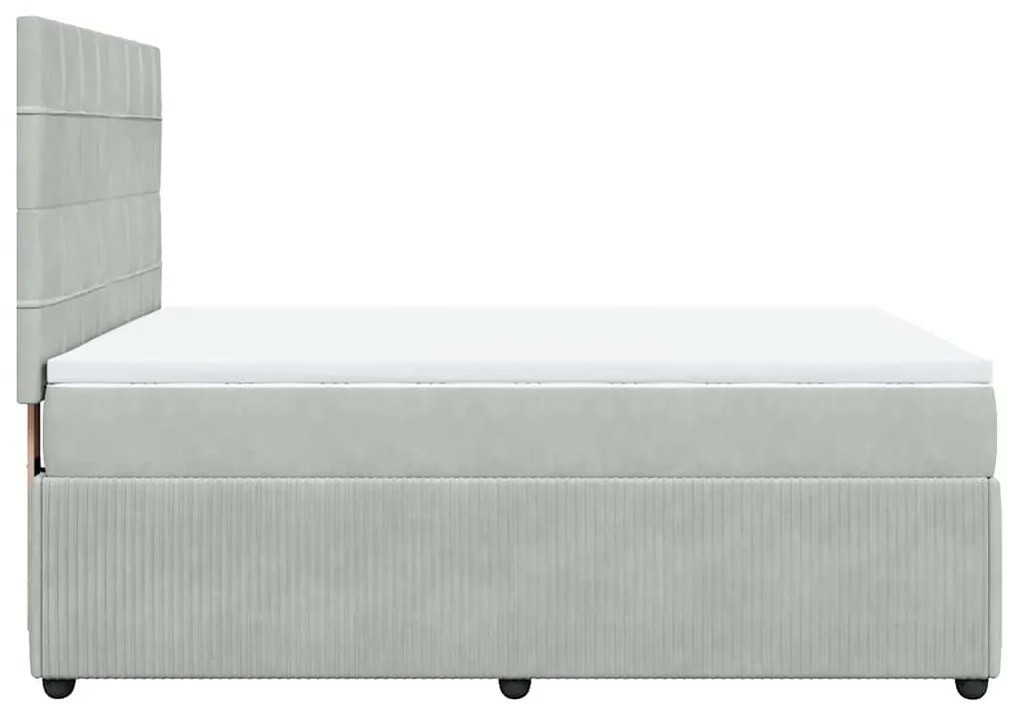 vidaXL Κρεβάτι Boxspring με Στρώμα Ανοιχτό Γκρι 140x190 εκ. Βελούδινο