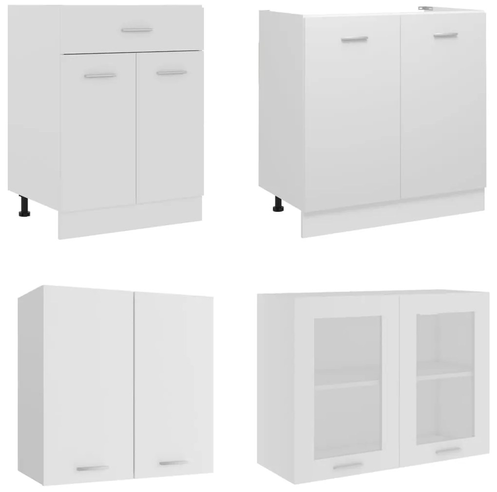 vidaXL Σετ Ντουλαπιών Κουζίνας 4 Τεμαχίων "Lyon" Λευκό από Μηχανικά Ξύλινα Έπιπλα