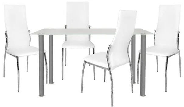 Σετ τραπεζαρίας C10062.01 5τμχ με Τραπέζι ALAN 120x70x75εκ. &amp; Καρέκλες KIM Λευκές
