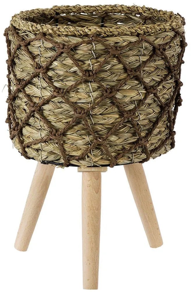 Κασπώ Samos 20303 Φ22x34cm Beige-Brown GloboStar Grass,Ξύλο