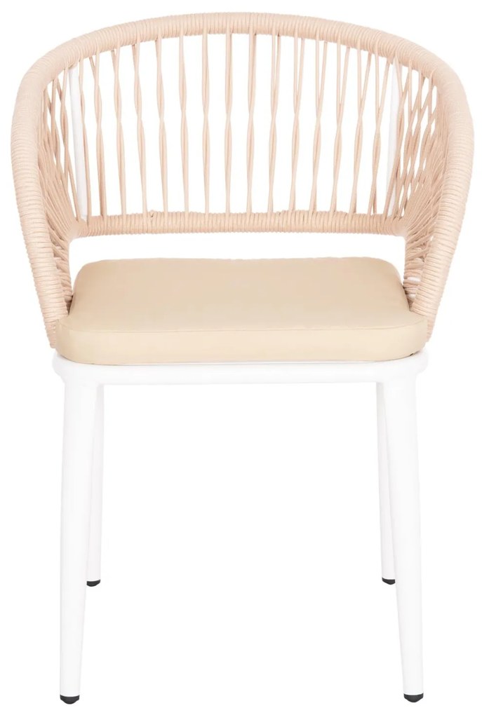 Καρέκλα - Πολυθρόνα MAGNET C6287.02 Λευκή Αλουμινίου με Μπέζ P.E. Σχοινί 59x61x81.5Υεκ. 4αδα 59x61x81.5 εκ.