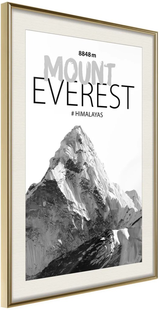 Αφίσα - Peaks of the World: Mount Everest - 30x45 - Χρυσό - Με πασπαρτού