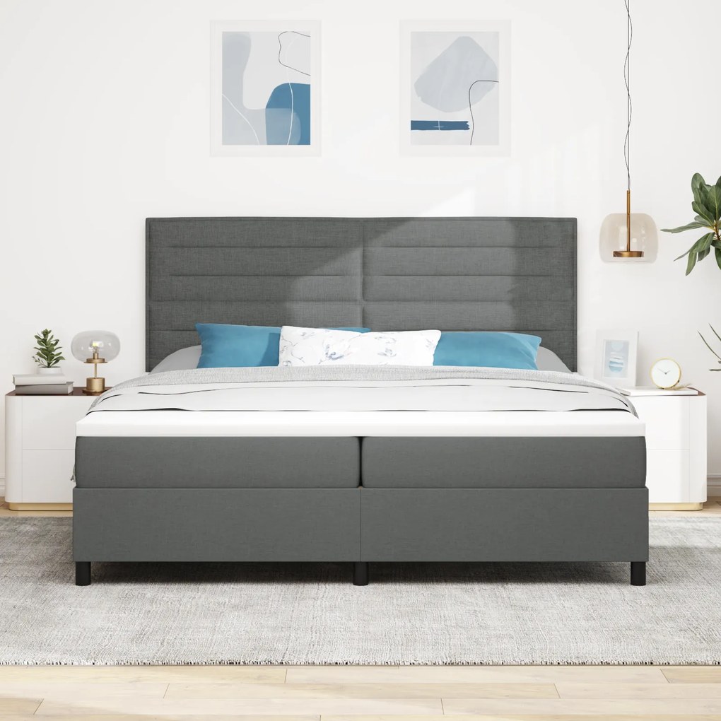 vidaXL Κρεβάτι Συντάγματος με Ματress Σκούρο Γκρι 200x200 εκ Ύφασμα