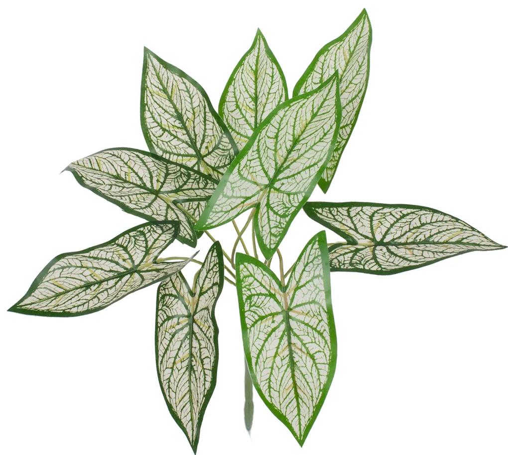 GloboStar® SYNGONIUM 78224 Τεχνητό Φυτό Συγγόνιο - Μπουκέτο Διακοσμητικών Φυτών - Κλαδιών με Φύλλωμα Πράσινο - Λευκό Υ37cm