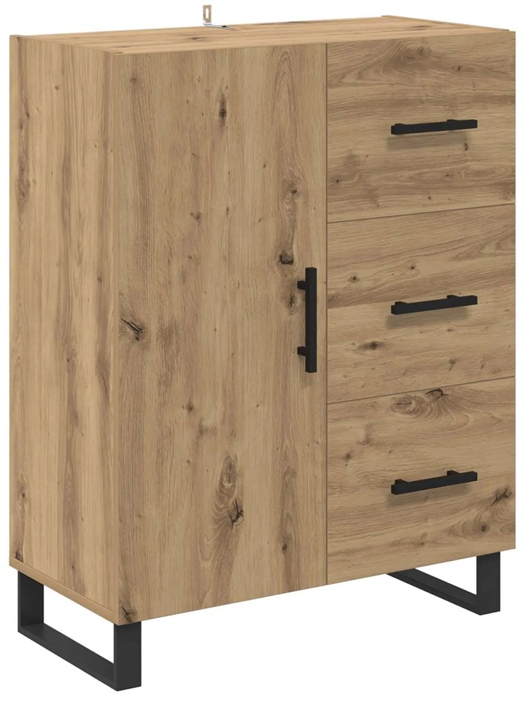 vidaXL Highboard με συρτάρι 2 pcs Artisan Oak Σύνθετο Ξύλο και Γυαλί