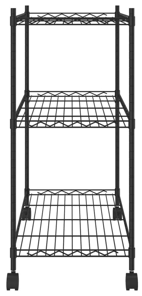 Ραφιέρα 3 Επιπέδων με Τροχούς Μαύρη 60x35x81 εκ. 150 κ. - Μαύρο