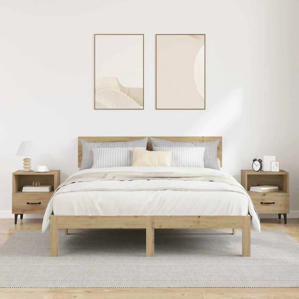 vidaXL Κομοδίνο με συρτάρι 2 pcs artisan δρυς 40 x 35 x 47.5 εκ