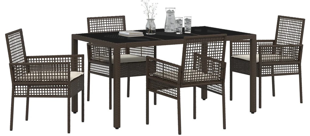 vidaXL Σέτ φαγητού για κήπο 5 pcs Καφέ 150 x 90 x 75 cm