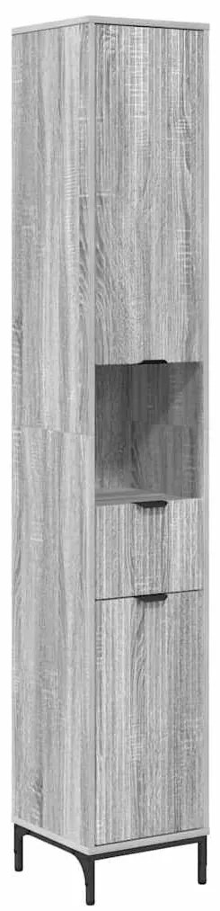 vidaXL Ψηλό ντουλάπι μπάνιου με πόρτα Γκρι sonoma 31.5 x 33 x 190 εκ.