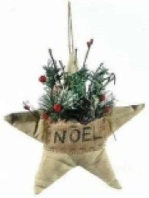 A&amp;G Κρεμαστό Στολίδι Υφασμάτινο 'Noel' 25cm Αστέρι Μπεζ 9763221