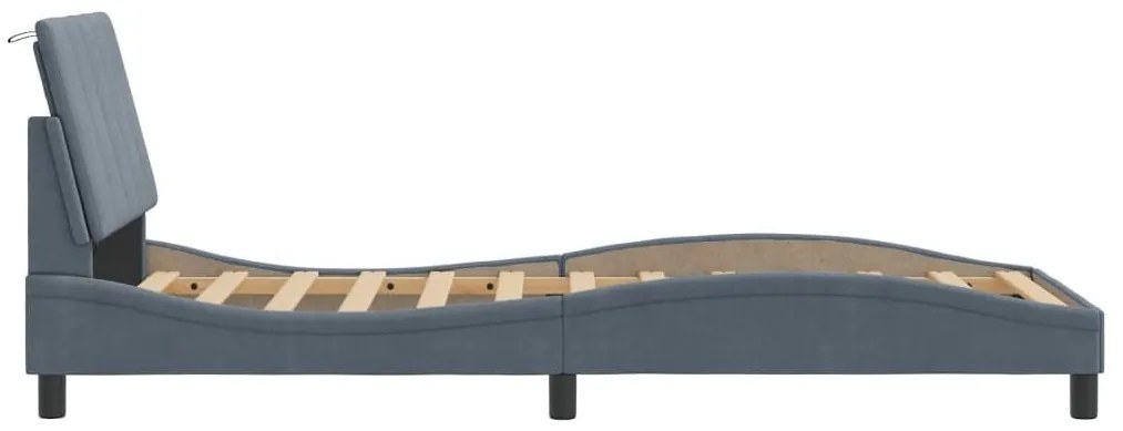 Πλαίσιο Κρεβατιού με LED Σκούρο Γκρι 90x190 εκ. Βελούδινο - Γκρι