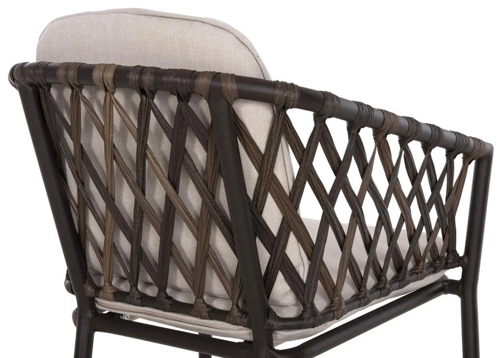 Καρέκλα - Πολυθρόνα BOLLY C6080 Καφέ Συνθετικό Rattan με Μπέζ Μαξιλάρια 58,5x67x86Υεκ 4αδα 58.5x67x86 εκ.
