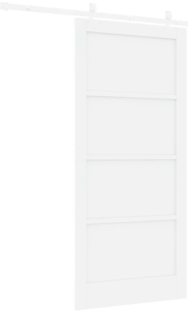 vidaXL Συρόμενη Πόρτα  με Σετ Χάλυβα Λευκή 93x202 εκ Συμπαγές Ξύλο Πεύκου