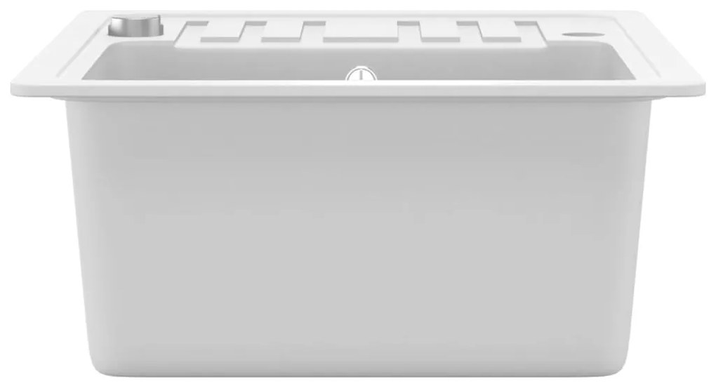 vidaXL Νεροχύτης με Μονή Γούρνα Λευκός Γρανιτένιος